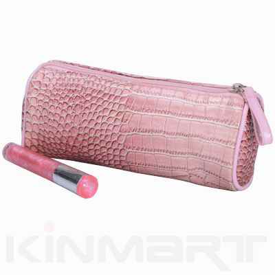 Round Croc PU Leather Makeup Bag